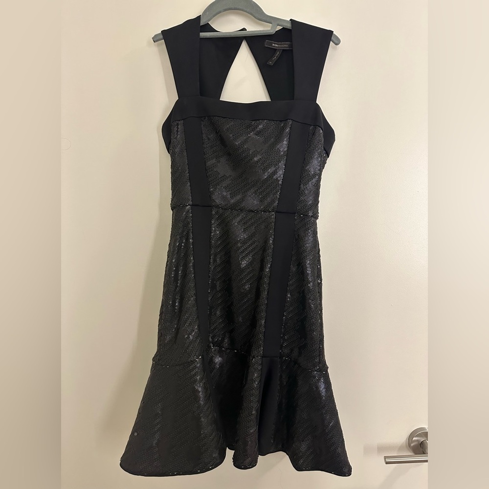 BCBGMaxAzria Black Sequin Mermaid Dress
